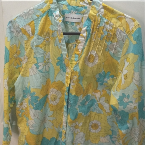 Alfred Dunner Sheer Floral V Neck Blouse Size 12 - Picture 2 of 5